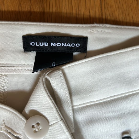 Club Monaco cream/white skinny pants with black leather trims - Picture 6 of 6